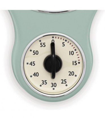 Acctim Kitchen Time 20cm Timer Quartz Retro Style Domed Glass Lens Sage Wall Clock 21598