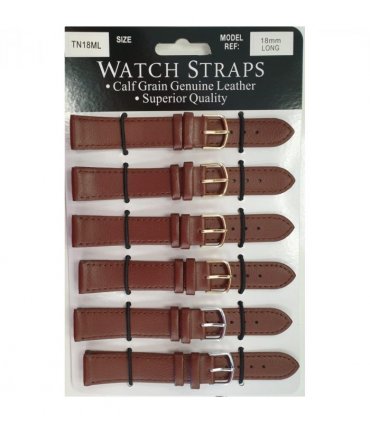 TNML Tan calf regular watch straps LONG card of 6