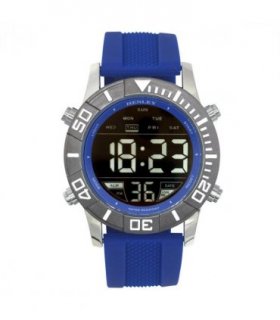 Henley Mens Digital Black Dial Rubber Strap Watch Blue HDG037.6