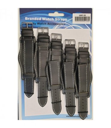 Leather Black Military Watch Straps Pk5 sizes 24mm 1007BK