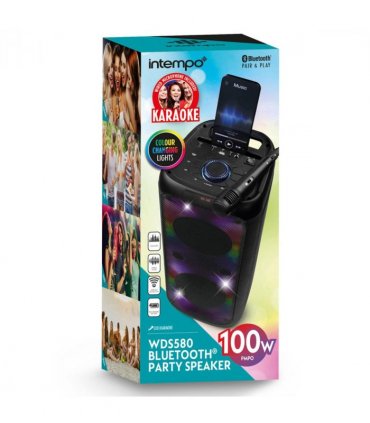 Intempo Bluetooth Karaoke Speaker Party Stereo Wired Microphone Control Panel WDS 580