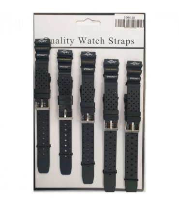 2004 5PK BLACK PU WATCH STRAPS 18mm
