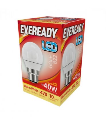 Eveready S13602  LED Golf Bulb 40w B22 (BC) Warm White (Pack of 5)