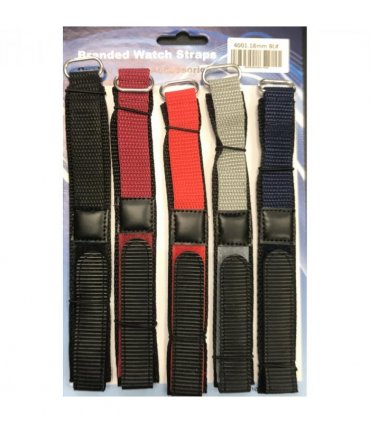 4001GVC 18MM PK5 VELCRO WATCH STRAPS ASSTD COLOURED