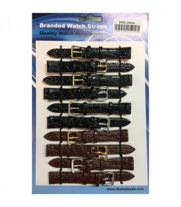 Brown/Black Leather Croc Grain Watch Straps Pk10 10mm 1010