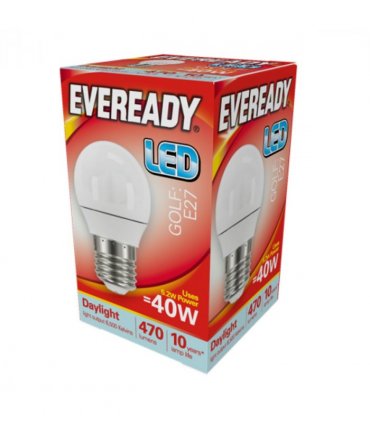 Eveready S13607 LED Golf Bulb 40w E27 (ES) 470lm 4.9W Daylight (Pack of 5)