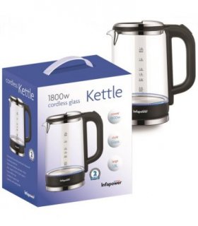 Infapower Glass 1800w 1.7L 360° Cordless Kettle- X507