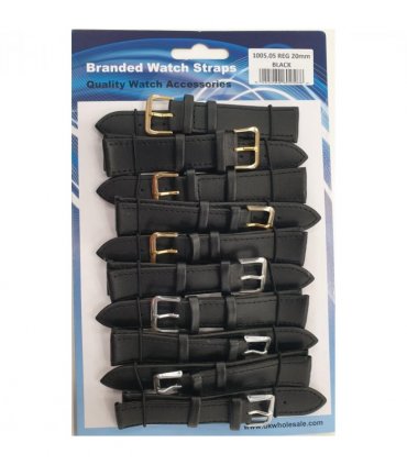 Leather Black Watch Straps Pk10 size 22mm 1005.05