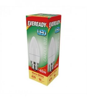 Eveready S13610 LED Candle Bulb 40w B22 (BC) 470lm 4.9W Warm White (Pack of 5)