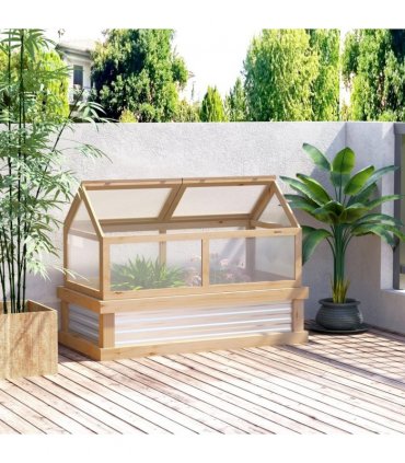 Raised Garden Flower Bed Kit with Greenhouse