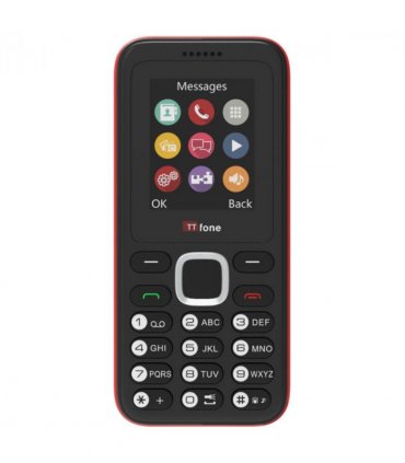 TTfone TT150 Unlocked Basic Mobile Phone UK Sim Free, Long Battery Life, Dual Sim with camera and games, easy to use, durable and light weight pay as you go - Red with Mains Charger and Vodafone Sim Card