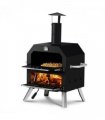 Outdoor Pizza Oven Wood Fired 2-Layer Pizza Ovens Outside Pizza Maker with Stone, Removable Cooking Rack for Camping Backyard BBQ