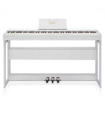Glarry GDP-104 88 Keys Full Weighted Keyboards Digital Piano with Furniture Stand, Power Adapter, Triple Pedals, Headphone, for All Experience Levels White