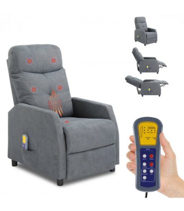Fabric With 6-Point Massage Heating Function Recliner Light Gray