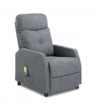 Fabric With 6-Point Massage Heating Function Recliner Light Gray
