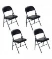 【Old Code：33457557】4pcs Elegant Foldable Iron & PVC Chairs for Convention & Exhibition Black