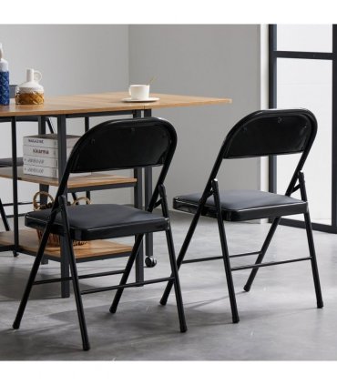 【Old Code：33457557】4pcs Elegant Foldable Iron & PVC Chairs for Convention & Exhibition Black