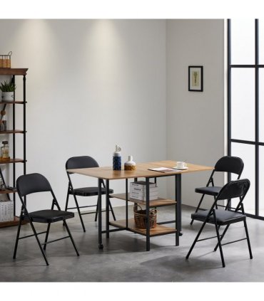 【Old Code：33457557】4pcs Elegant Foldable Iron & PVC Chairs for Convention & Exhibition Black