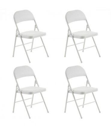 【Old Code：33292149】4pcs Elegant Foldable Iron & PVC Chairs for Convention & Exhibition White