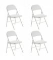 【Old Code：33292149】4pcs Elegant Foldable Iron & PVC Chairs for Convention & Exhibition White