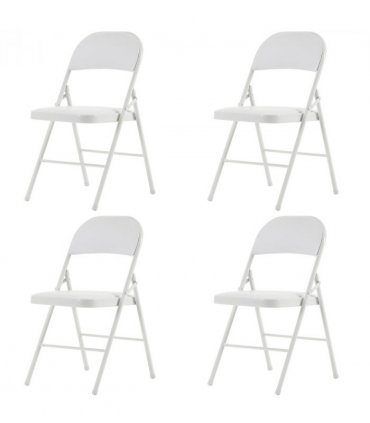 【Old Code：33292149】4pcs Elegant Foldable Iron & PVC Chairs for Convention & Exhibition White