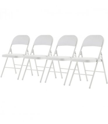 【Old Code：33292149】4pcs Elegant Foldable Iron & PVC Chairs for Convention & Exhibition White