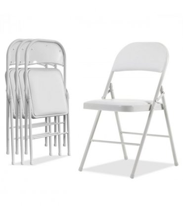 【Old Code：33292149】4pcs Elegant Foldable Iron & PVC Chairs for Convention & Exhibition White