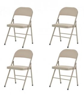 4pcs Elegant Foldable Iron & PVC Chairs for Convention & Exhibition  Light  Brown