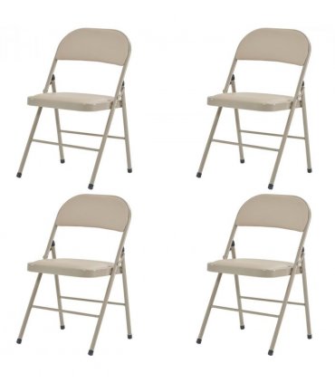 4pcs Elegant Foldable Iron & PVC Chairs for Convention & Exhibition  Light  Brown
