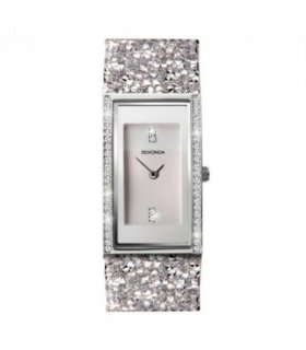 Sekonda Seksy Ladies Bling Rectangular Silver Dial & silver stone Stainless Steel Bracelet Strap Watch