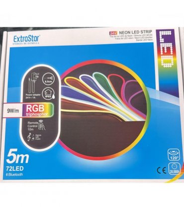 ExtraStar Neon LED Strip 5M Cable with Power Adapter andRemote Control, 9W/M, RGB