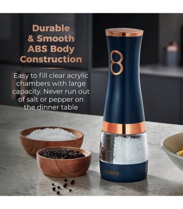 Tower Electric Salt and Pepper Mill Battery Ceramic Grinders Blue