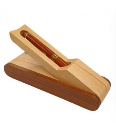 Imperial Wooden Light Brown Gold Trim Ballpoint Pen Gift Set With Handmade Stylist Wooden Box IMP359MR  - CLEARANCE MIGHT NEEDS RE-REFILL