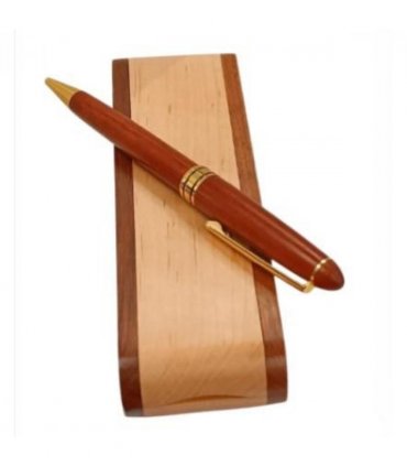 Imperial Wooden Light Brown Gold Trim Ballpoint Pen Gift Set With Handmade Stylist Wooden Box IMP359MR  - CLEARANCE MIGHT NEEDS RE-REFILL