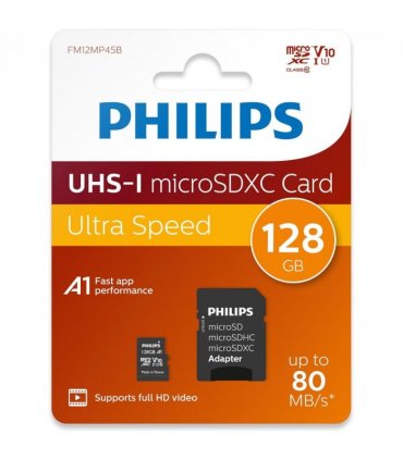 Philips Micro SDXC Card 128 GB Class 10 UHS-I U1 with Adaptor