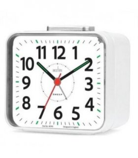 Acctim Parker Non-Ticking Sweep Loud Bell Alarm Clock in White - 16462
