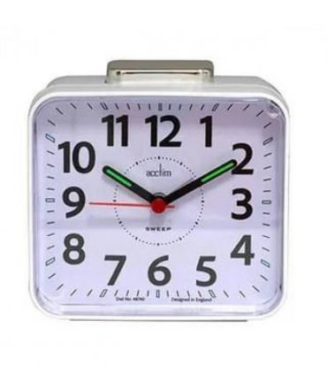 Acctim Parker Non-Ticking Sweep Loud Bell Alarm Clock in White - 16462