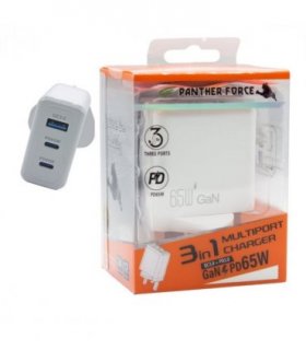 Panther Force 65W Plug with 2* C Port / 1* USB-A Port - Fast Charging