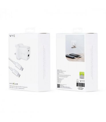 WYEFLUX 32W Dual Port USB-C & USB-A Charging Kit with USB-C to USB-C Cable (Gan III)