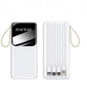 WYEFLUX 10000mAh Portable Power Bank with Built-In Cables and LED Lights