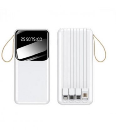 WYEFLUX 10000mAh Portable Power Bank with Built-In Cables and LED Lights