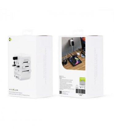 WYEFLUX Global Ease With USB-A & Dual USB-C Quick Charging Ports Travel Adaptor