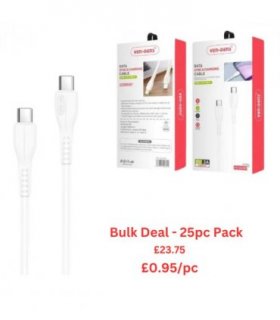 Ven-Dens Fast Charging Type C to Type C Cable - Bulk Deal 25pc Pack