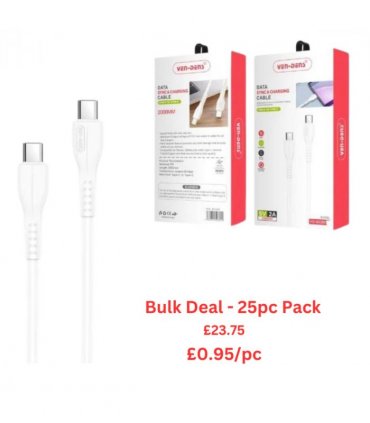 Ven-Dens Fast Charging Type C to Type C Cable - Bulk Deal 25pc Pack