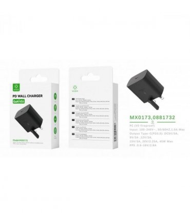 Woox MX0173 UK Folding Pin Type-C 45W PD Wall Charger, Black