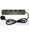 PowerPlus 4 way 2m Switched Extension Lead with Surge Protection Black