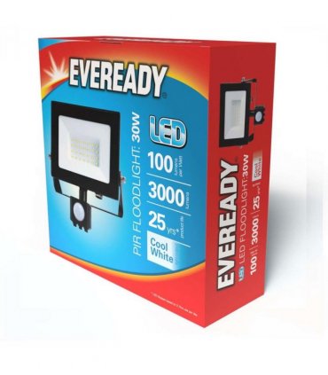 Eveready 30W IP44 LED PIR Floodlight - 3,150 Lumen - 4,000K (Cool White)
