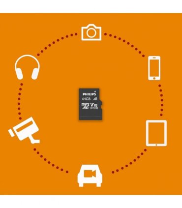 Philips - Micro SDHC 64 GB Class 10 Memory Card + Adapter