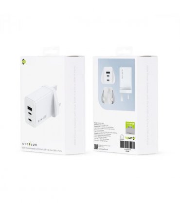 WYEFLUX 65W Power Adapter With Dual USB-C & One USB-A Ports