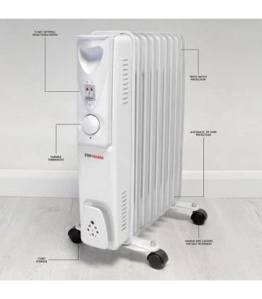 StayWarm 2000w 9 Fin Oil Radiator - Grey